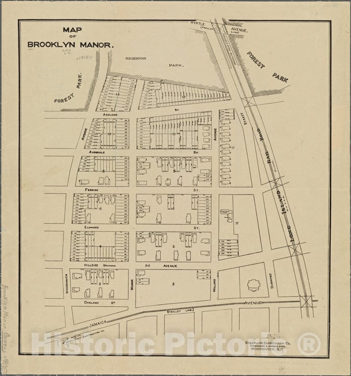 Historic 1905 Map -Brooklyn Manor Borough Of Queens, City Of New York.Of New York City And State - Queens - Vintage Wall Art