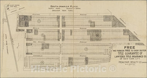 Historic 1910 Map - South Jamaica Place, Fourth Ward, Borough Of Queens.Of New York City And State - Queens - Vintage Wall Art
