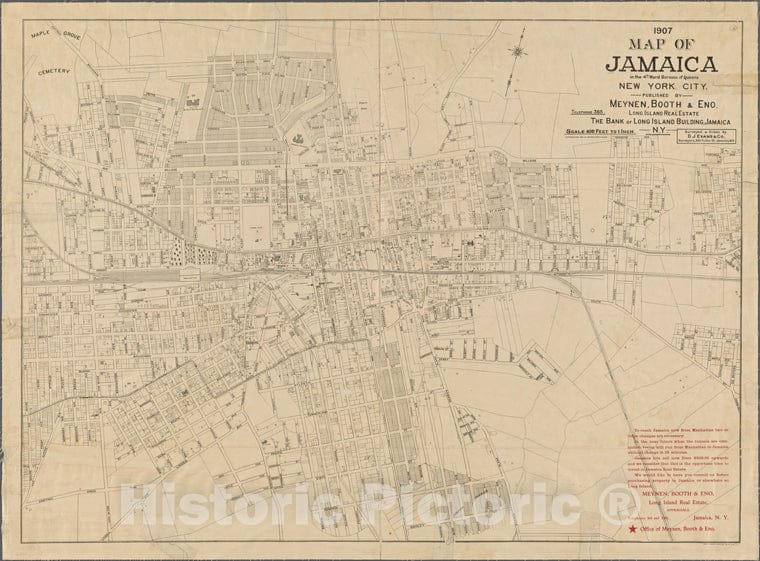 Historic 1907 Map - Map Of Jamaica, In The 4Th Ward, Borough Of Queens, New York City.Of New York City And State - Queens - Vintage Wall Art