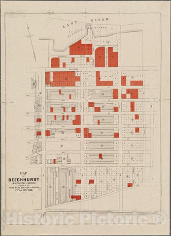 Historic Map - 1919 Queens, New York (N.Y.), Map Of Beechhurst (Whitestone Landing) Situated In The Third Ward, Borough Of Queens, City Of New York. - Vintage Wall Art