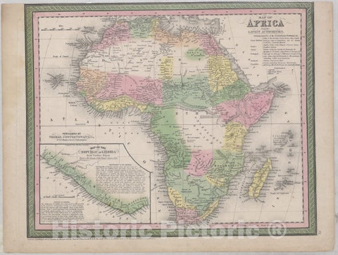 Historic 1850 Map - Map Of Africa From The Latest Authorities: Possessions Of The European Powers - Liberia - Vintage Wall Art