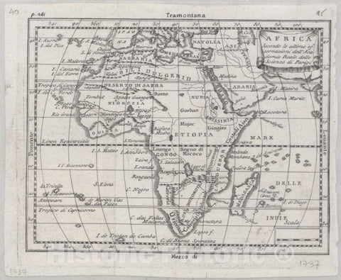 Historic 1737 Map - Africa Secondo Le Ultime Osservazioni Dell'Academia Reale Delle Scienze De Parigi - - Vintage Wall Art