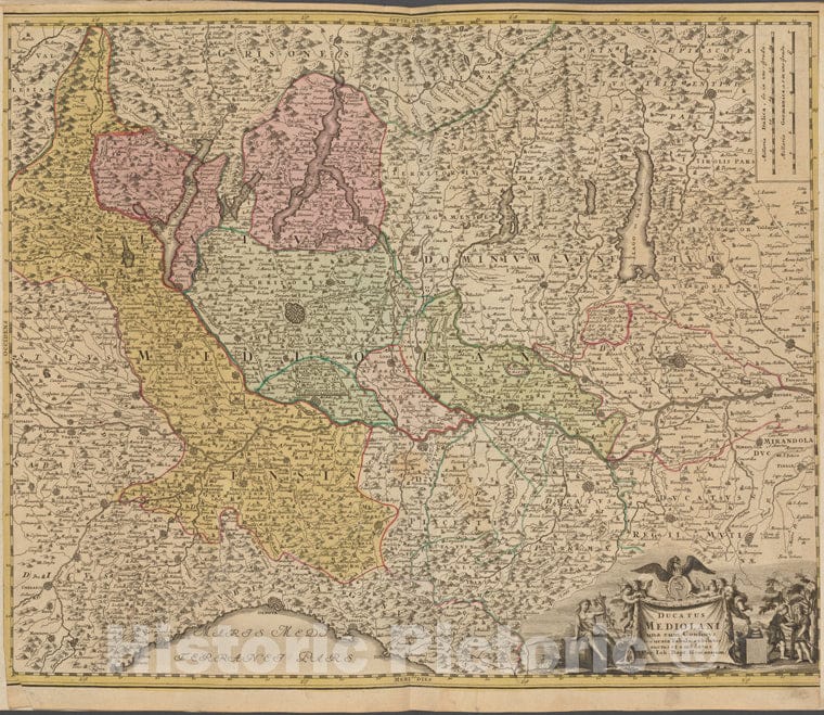 Historic Map - 1731 Ducatus Mediolani Una Cum Confinys Accurata Tabula Exhibitus Auctus Et Emedatus Per Joh. Bapt. Homannum - Vintage Wall Art