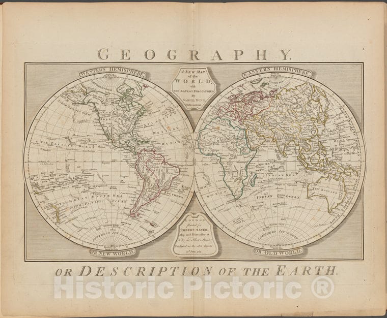 Historic Map - 1788 Geography, Or Description Of The Earth - Vintage Wall Art