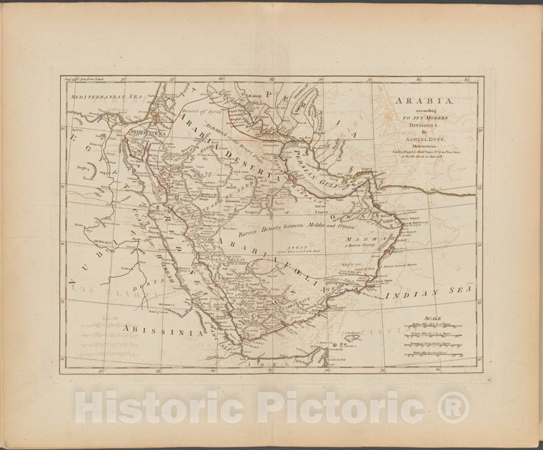Historic Map - 1788 Arabia, According To Its Modern Divisions - Vintage Wall Art