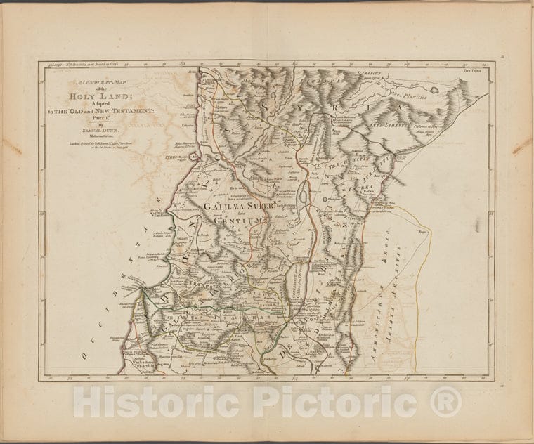 Historic Map - 1788 A Compleat Map Of The Holy Land ; Adapted To The Old And New Testament: Part 1St - Vintage Wall Art