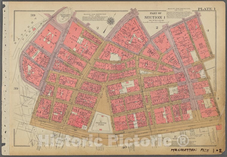 Historic 1955 Map - Plate 1, Part Of Section 1: [Bounded By Beaver Street, Broad Str - Vintage Wall Art