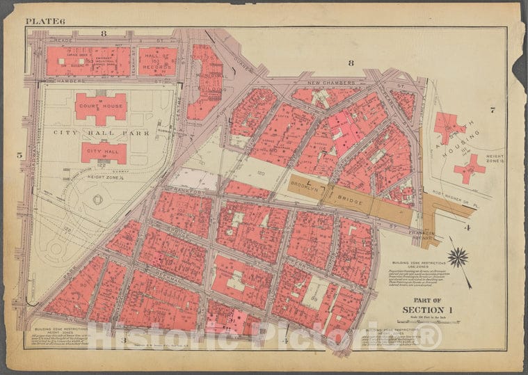 Historic 1955 Map - Plate 6, Part Of Section 1: [Bounded By Reade Street, Duane Stre - Vintage Wall Art
