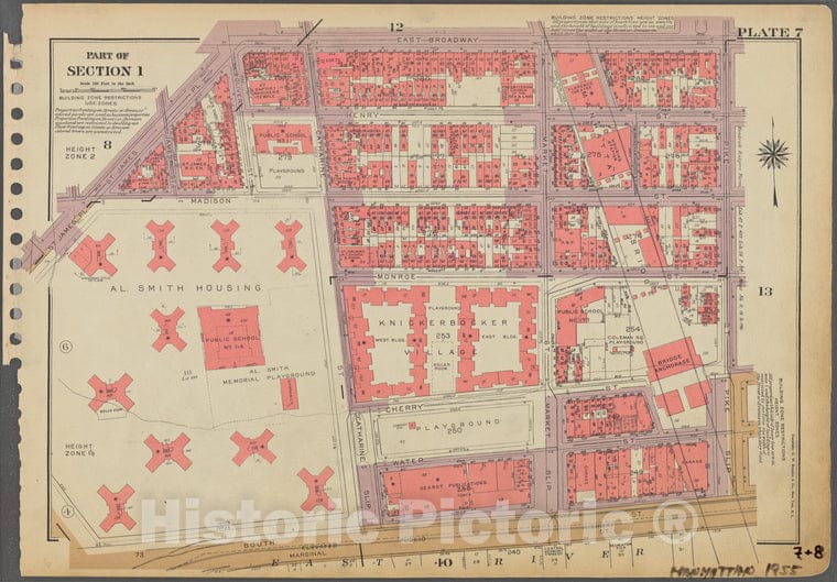 Historic 1955 Map - Plate 7, Part Of Section 1: [Bounded By East Broadway, Pike Stre - Vintage Wall Art
