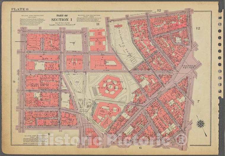 Historic 1955 Map - Plate 8, Part Of Section 1: [Bounded By Franklin Street, Centre - Vintage Wall Art