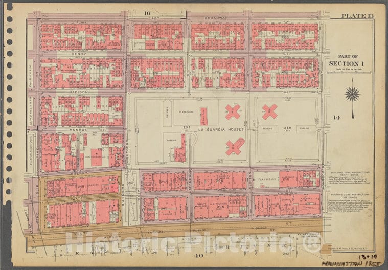 Historic 1955 Map - Plate 13, Part Of Section 1: [Bounded By East Broadway, Montgome - Vintage Wall Art