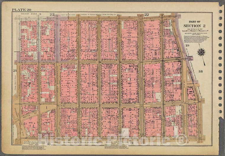 Historic 1955 Map - Plate 20, Part Of Section 2: [Bounded By Prince Street, Lafayett - Vintage Wall Art
