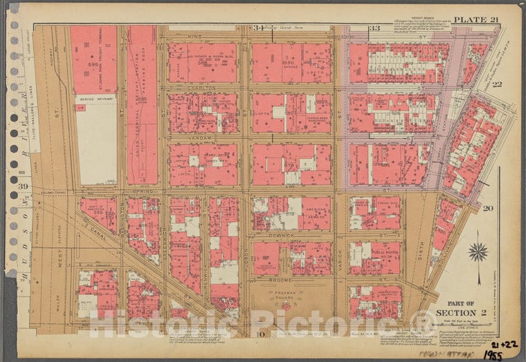 Historic 1955 Map - Plate 21, Part Of Section 2: [Bounded By King Street, Macdougal - Vintage Wall Art