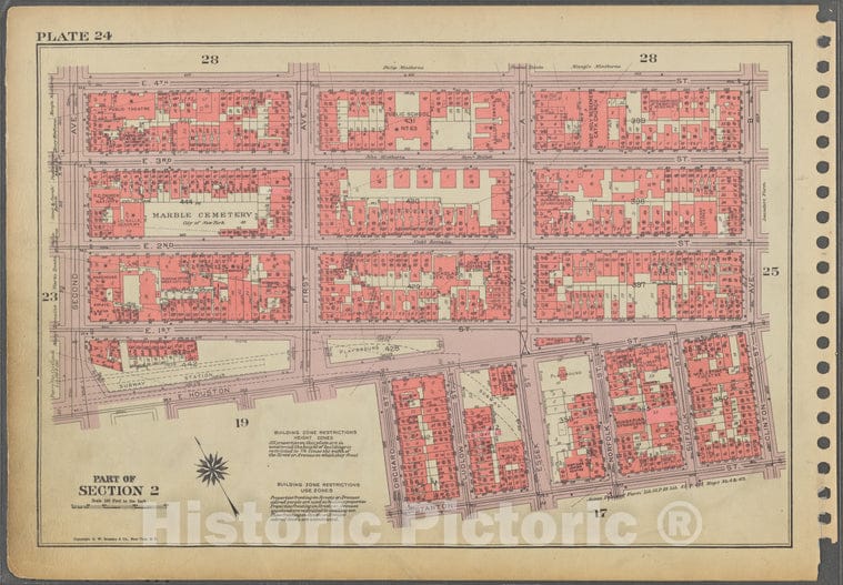 Historic 1955 Map - Plate 24, Part Of Section 2: [Bounded By E. 4Th Street, Avenue B - Vintage Wall Art