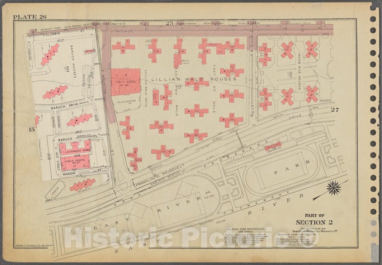 Historic 1955 Map - Plate 26, Part Of Section 2: [Bounded By Columbia Street, Avenue - Vintage Wall Art
