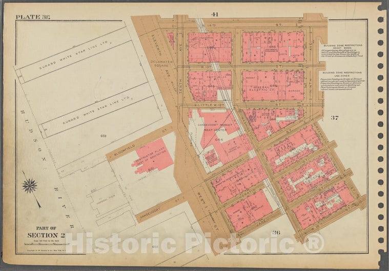 Historic 1955 Map - Plate 38, Part Of Section 2: [Bounded By W. 14Th Street, Ninth A - Vintage Wall Art