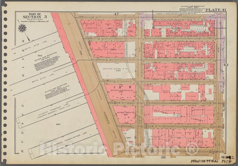 Historic 1955 Map - Plate 41, Part Of Section 3: [Bounded By W. 20Th Street, Ninth A - Vintage Wall Art