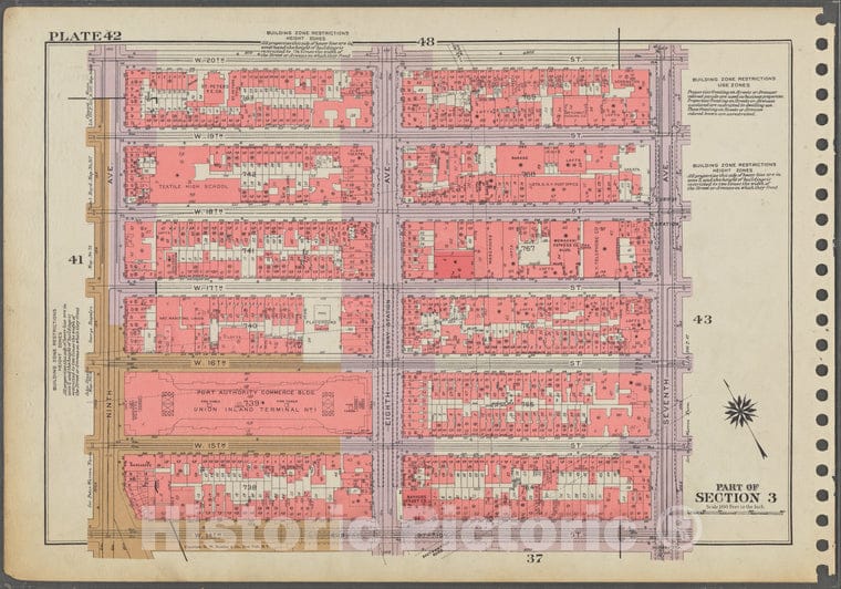 Historic 1955 Map - Plate 42, Part Of Section 3: [Bounded By W. 20Th Street, Seventh - Vintage Wall Art