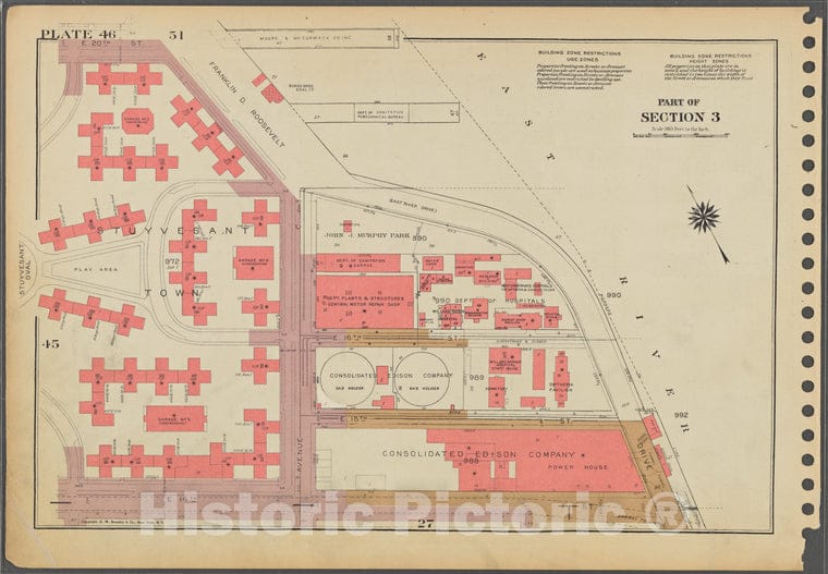Historic 1955 Map - Plate 46, Part Of Section 3: [Bounded By E. 20Th Street, (East R - Vintage Wall Art