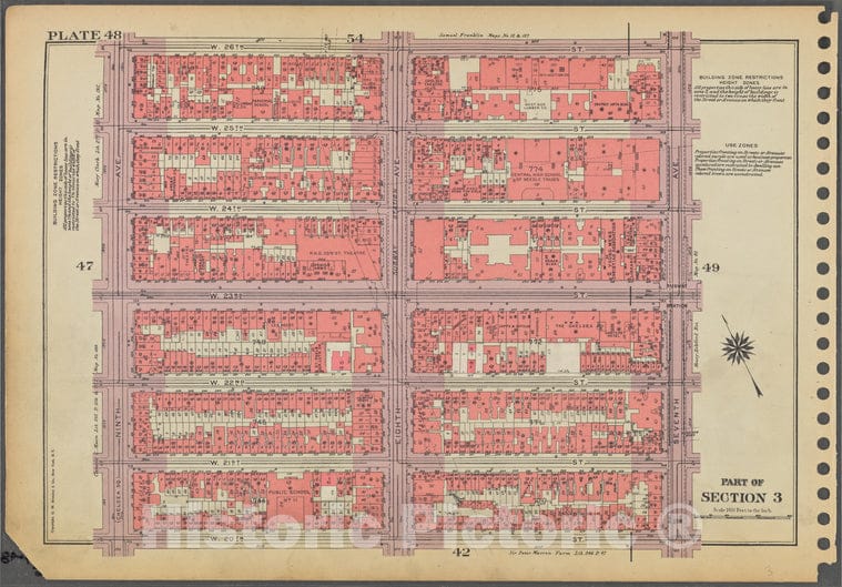 Historic 1955 Map - Plate 48, Part Of Section 3: [Bounded By W. 26Th Street, Seventh - Vintage Wall Art