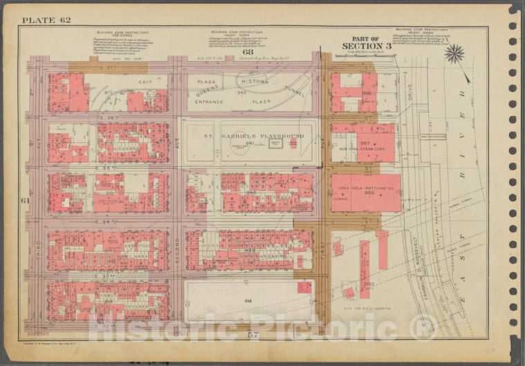 Historic 1955 Map - Plate 62, Part Of Section 3: [Bounded By E. 37Th Street, (East R - Vintage Wall Art