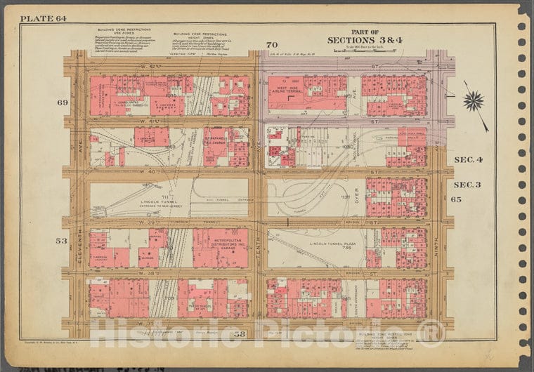 Historic 1955 Map - Plate 64, Part Of Sections 3 & 4: [Bounded By W. 42Nd Street, Ni - Vintage Wall Art