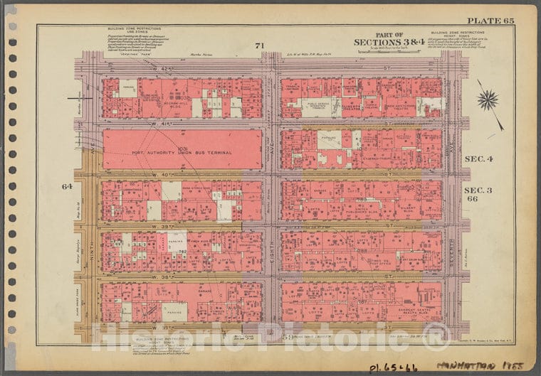 Historic 1955 Map - Plate 65, Part Of Sections 3 & 4: [Bounded By W. 42Nd Street, Se - Vintage Wall Art
