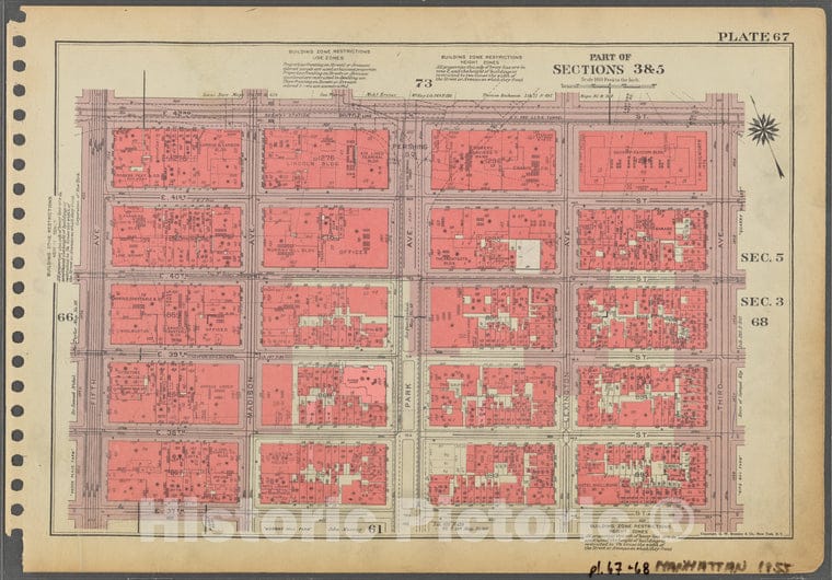 Historic 1955 Map - Plate 67, Part Of Sections 3 & 5: [Bounded By E. 42Nd Street, Th - Vintage Wall Art