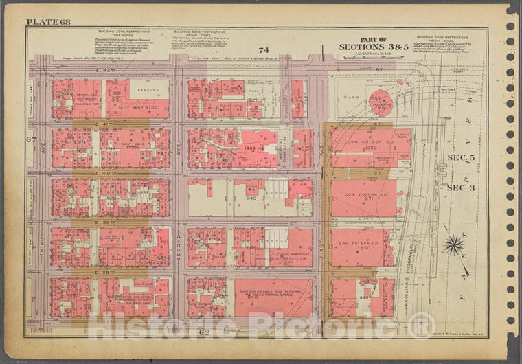 Historic 1955 Map - Plate 68, Part Of Sections 3 & 5: [Bounded By E. 42Nd Street, (E - Vintage Wall Art