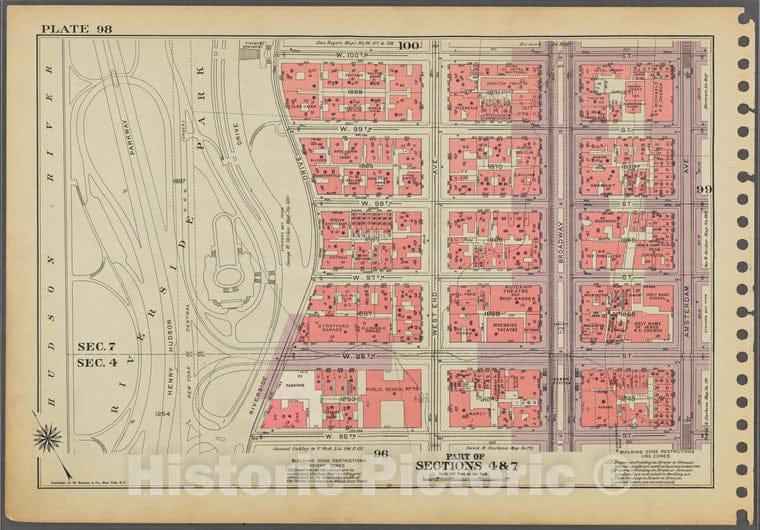 Historic 1955 Map - Plate 98, Part Of Sections 4 & 7: [Bounded By W. 100Th Street, A - Vintage Wall Art