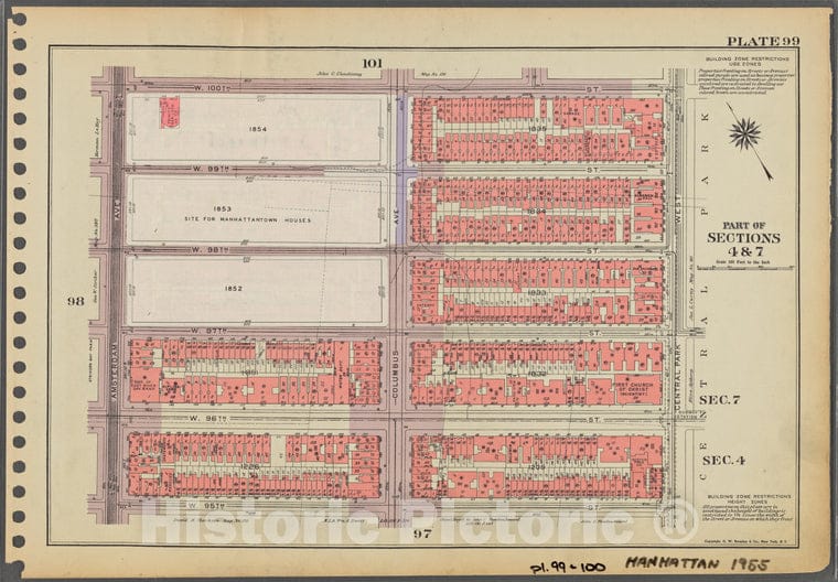Historic 1955 Map - Plate 99, Part Of Sections 4 & 7: [Bounded By W. 100Th Street, C - Vintage Wall Art