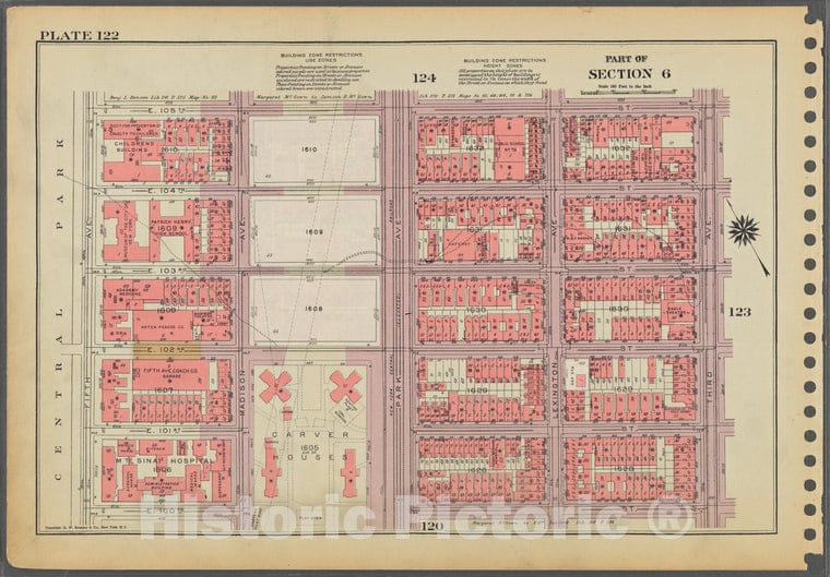 Historic 1955 Map - Plate 122, Part Of Section 6: [Bounded By E. 105Th Street, Third - Vintage Wall Art