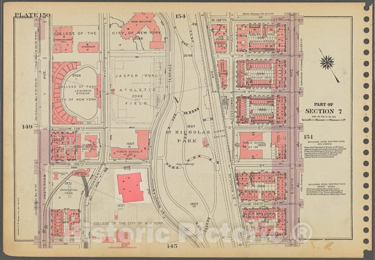 Historic 1955 Map - Plate 150, Part Of Section 7: [Bounded By (College Of The City O - Vintage Wall Art