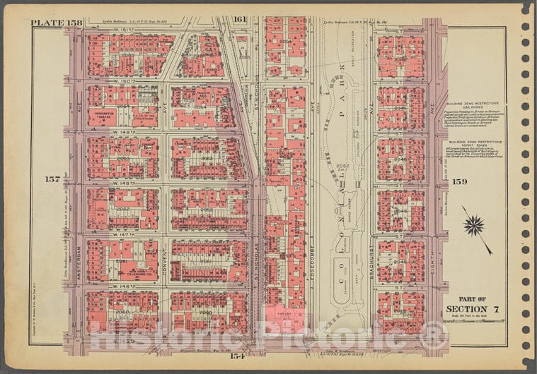 Historic 1955 Map - Plate 158, Part Of Section 7: [Bounded By W. 151St Street, Eight - Vintage Wall Art