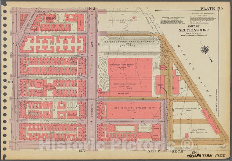 Historic 1955 Map - Plate 159, Part Of Sections 6 & 7: [Bounded By W. 151St Street, Vintage Wall Art