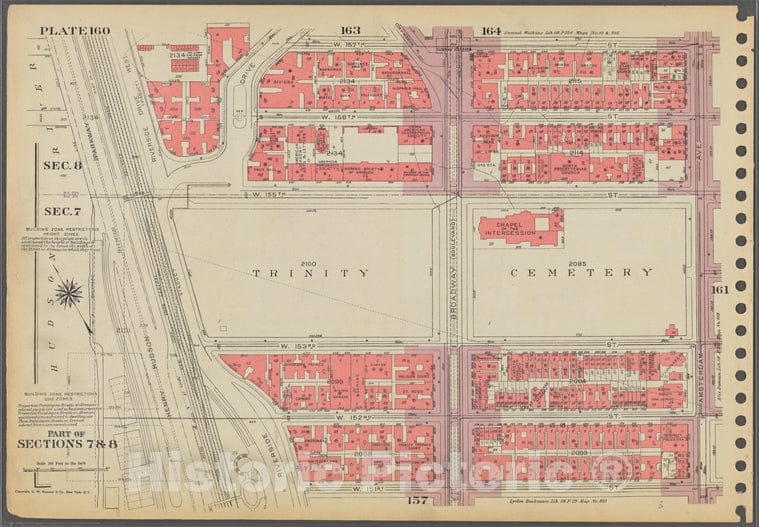 Historic 1955 Map - Plate 160, Part Of Sections 7 & 8: [Bounded By W. 157Th Street, Vintage Wall Art