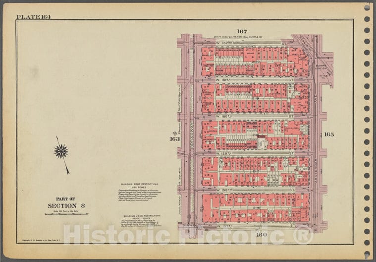 Historic 1955 Map - Plate 164, Part Of Section 8: [Bounded By W. 162Nd Street, St. N - Vintage Wall Art