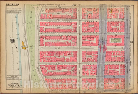Historic 1921 Map - Plate 94: [Bounded By W. 89Th Street, Amsterdam Avenue, W. 83Rd - Vintage Wall Art