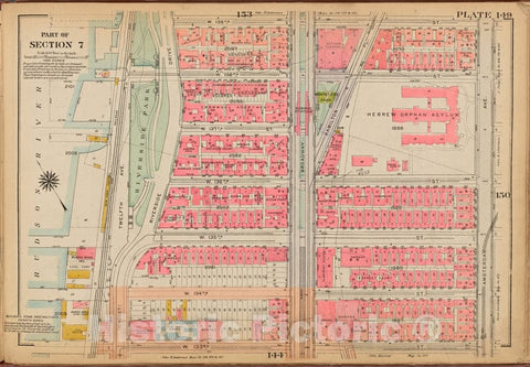 Historic 1921 Map - Plate 149: [Bounded By W. 139Th Street, Amsterdam Avenue, W. 133 - Vintage Wall Art