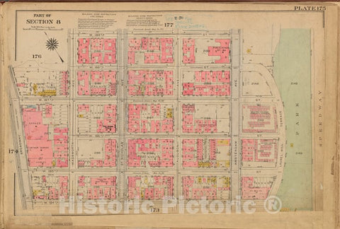 Historic 1921 Map - Plate 175: [Bounded By W. 189Th Street, Amsterdam Avenue, Laurel - Vintage Wall Art