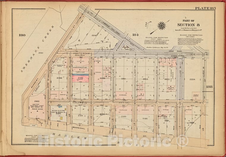 Historic 1927 Map - Plate 185, Part Of Section 8: [Bounded By Nagle Av ...