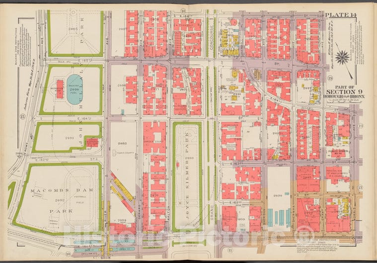Historic 1942 Map - Double Page Plate No. 14, Part Of Section 9, Borough Of The Bron - Vintage Wall Art