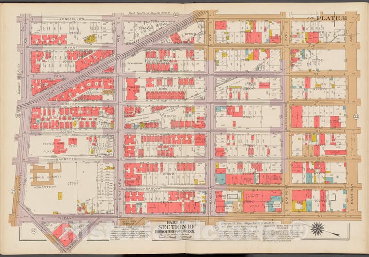 Historic 1942 Map - Double Page Plate No. 31, Part Of Section 10, Borough Of The Bro - Vintage Wall Art