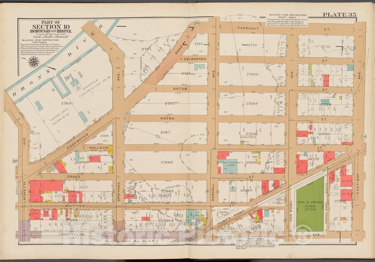 Historic 1942 Map - Double Page Plate No. 35, Part Of Section 10, Borough Of The Bro - Vintage Wall Art