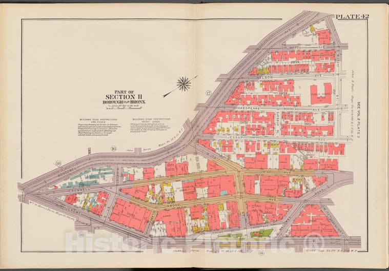 Historic 1942 Map - Double Page Plate No. 42, Part Of Section 11, Borough Of The Bro - Vintage Wall Art