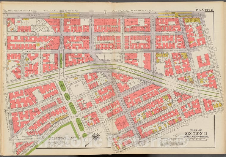 Historic 1938 Map - Double Page Plate No. 3, Part Of Section 11, Borough Of The Bron - Vintage Wall Art