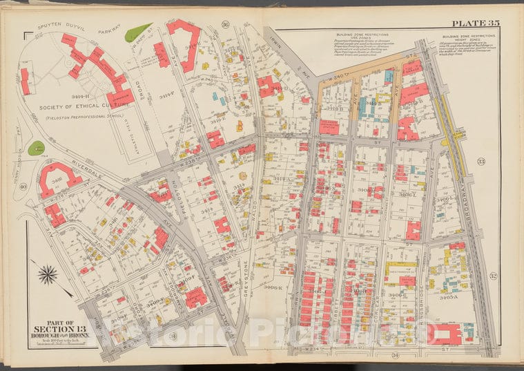 Historic 1938 Map - Double Page Plate No. 35, Part Of Section 13, Borough Of The Bro - Vintage Wall Art