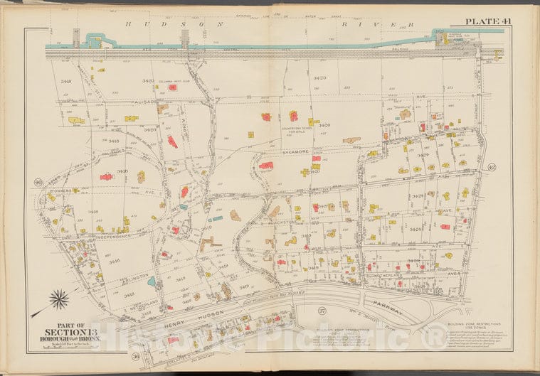 Historic 1938 Map - Double Page Plate No. 41, Part Of Section 13, Borough Of The Bro - Vintage Wall Art