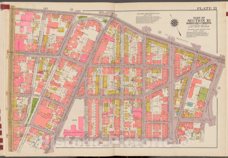 Historic 1942 Map - Double Page Plate No. 21, Part Of Section 10, Borough Of The Bro - Vintage Wall Art, V2