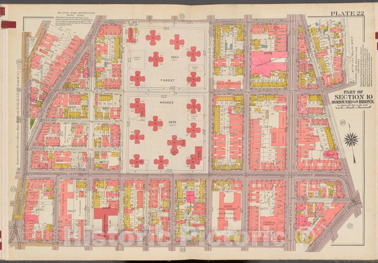 Historic 1942 Map - Double Page Plate No. 22, Part Of Section 10, Borough Of The Bro - Vintage Wall Art, v2